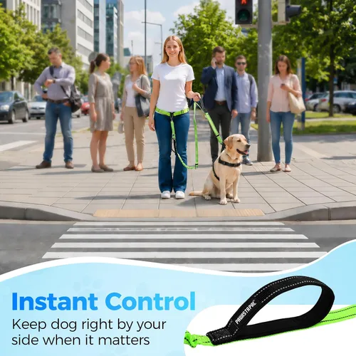 Vista 4 de Correa de perro grande manos libres, correa elástica de 6 a 8 pies con cinturón para perro de hasta 150 libras, correr, caminar, trotar