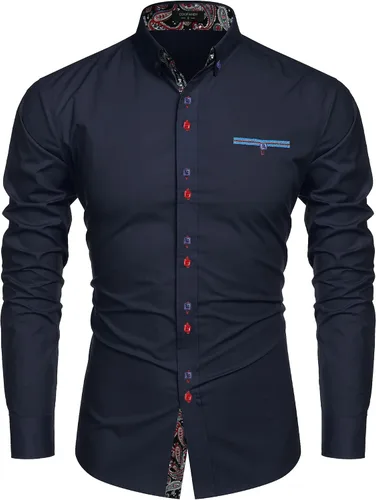 Vista 3 de COOFANDY Camisa de vestir para hombre de manga larga casual con botones