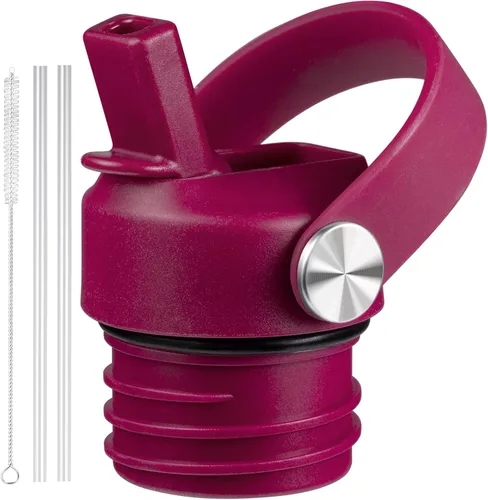 Vista 8 de Tapa de popote compatible con botella de agua de boca estándar de 24 onzas y 21 onzas, tapas con popote para botellas de agua Hydroflask, parte