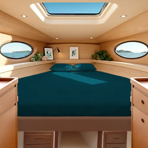 Vista 25 de Universal V Berth - Juego de sábanas de 4 piezas para barco, 100% algodón egipcio, la mejor ropa de cama de barco V, se adapta a colchones de hasta