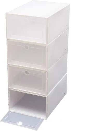 Vista 7 de Paquete de 20 cajas de almacenamiento de zapatos, de plástico transparente, plegable, apilable, organizador de zapatos, contenedores para armario