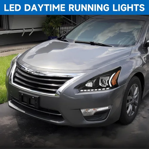 Vista 4 de Conjunto de faros delanteros con proyector 500% más brillante para 2013-2015 13-15 Altima con DRL LED, luz de giro secuencial 2013 2014 2015 13 14