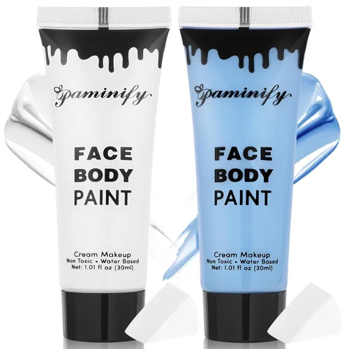 Vista 21 de Kit de pintura corporal a base de agua para Halloween, 1.01 onzas/pieza, pintura corporal a base de agua con esponja para disfraz de payaso