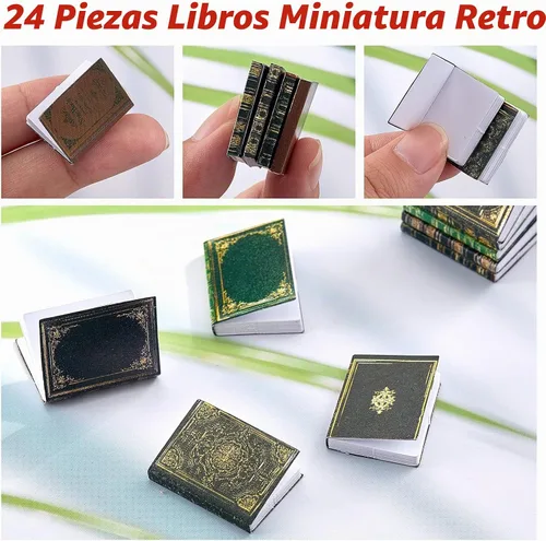 Vista 3 de Skylety 24 piezas de libros en miniatura para casa de muñecas a escala 1:12, libros variados para casa de muñecas en miniatura, accesorios para casa