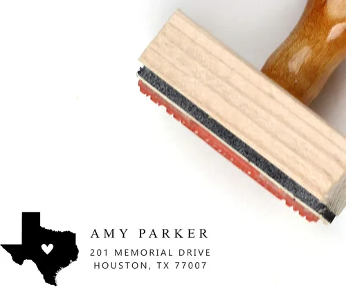Vista 3 de Texas Map Return Address Stamp Self-Inking, 1 x 2.5 inches