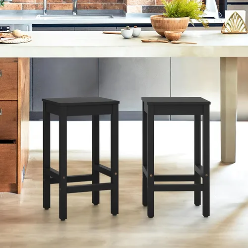 Vista 7 de Taburetes de bar de 26 pulgadas, juego de 2 sillas de bar, asiento de encimera de cocina con reposapiés, taburetes de madera de acacia para comedor