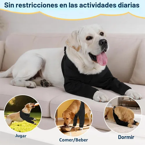 Vista 5 de BARKLESS Traje de recuperación para cirugía de perro para pierna delantera, transpirable y suave, camisa de manga larga para perro para dejar
