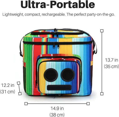 Vista 4 de Super Real El enfriador número 1 con altavoces y subwoofer (Bluetooth, 20 vatios) para fiestas/festivales/barco/playa. Enfriador de altavoces