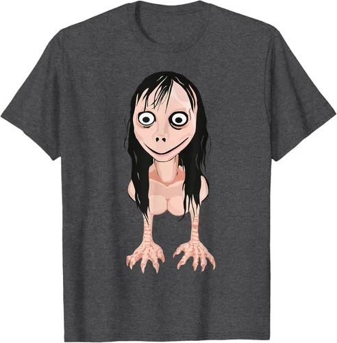 Vista 12 de Momo T Shirt - Camiseta de cara espeluznante - Camiseta de Halloween Momo, Negro, S