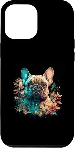 Vista 6 de iPhone 15 Bulldog francés Lindo perro hermoso flores niña Frenchie caso