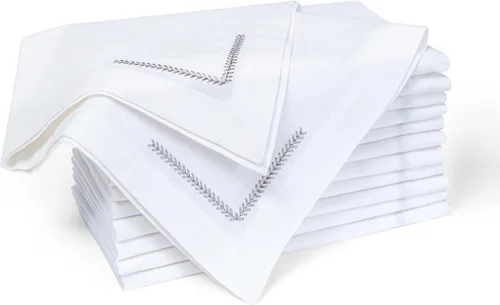 Vista 56 de Bedding Craft Juego de 12 Servilletas de Tela para Cena – 18x18 Azul Aéreo con Aspecto de Lino y Dobladillo Decorativo – Suaves, Lavables a Máquina