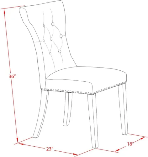 Vista 3 de East West Furniture GAP1T24 Gallatin Parsons - Juego de 2 sillas de comedor tapizadas de tela de lino negro, con botones copetudos, color negro