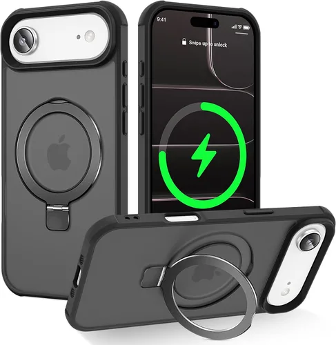 Vista 24 de CHAOFEnG Funda magnética compatible con iPhone 11 con soporte, prueba de caídas de grado militar, compatible con imán, anillo translúcido, parte