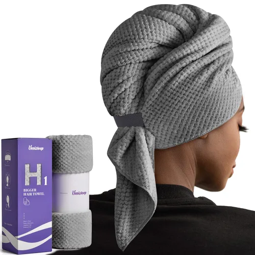 Vista 9 de Umisleep Toalla de pelo extra grande de microfibra para mujer, cabello largo, rizado y grueso, toalla de pelo súper suave antiencrespamiento