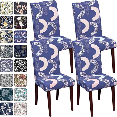 Vista 49 de Fundas para sillas de comedor CoSofSLIP, juego de 2, fundas estampadas elásticas antideslizantes, fundas extraíbles y lavables para sillas