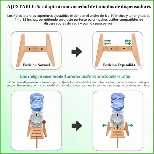 Vista 4 de Soporte para dispensador de alimentos de agua para perros, soporte automático para comederos para perros, apto para perros grandes, bambú Bambú-DL