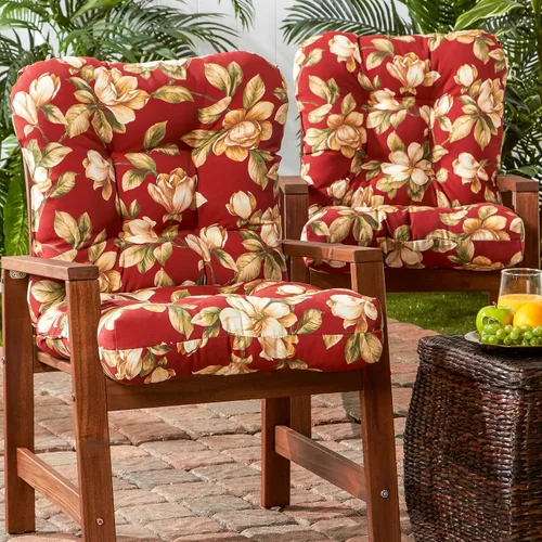 Vista 82 de Greendale Home Fashions Juego de 2 cojines de asiento y respaldo para exteriores, diseño Adobe Stripe 2