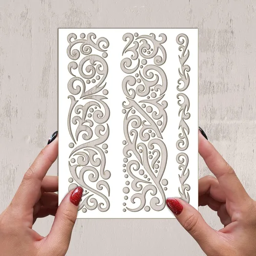 Vista 2 de Plantilla decorativa FLONZ de 6 x 8 pulgadas, paneles florales Art Deco para pintura de pared, álbumes de recortes y decoración de tartas