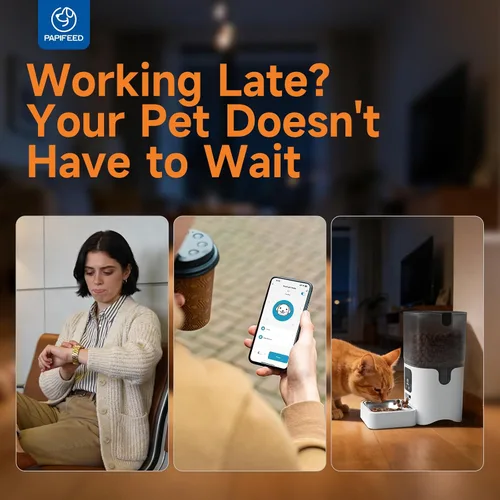 Vista 12 de PAPIFEED Comedero automático WiFi 5G: dispensador automático inteligente de comida para gatos con modo de alimentación lenta, desmontable para una