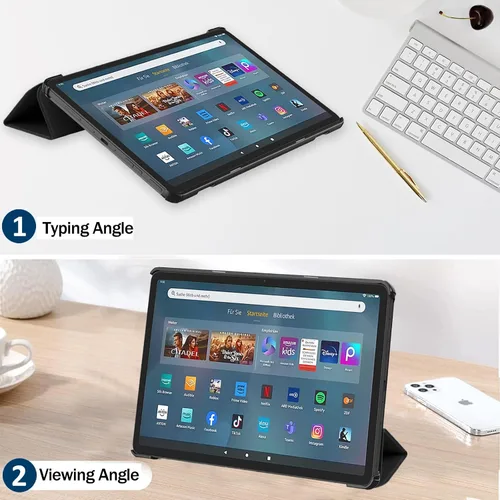 Vista 4 de Miimall Compatible con Fire Max 11 Tablet Case 2023, cubierta trasera ultradelgada y delgada, triple atril, de piel lisa, a prueba de golpes, funda