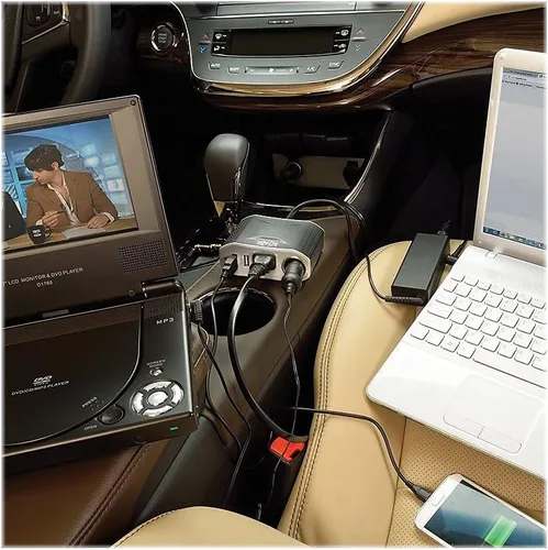 Vista 4 de Tripp Lite (PV100USB) Inversor de potencia de auto de 100 vatios, con 1 salida y 2 puertos de carga USB, inversor automático, ultracompacto. 100 W +