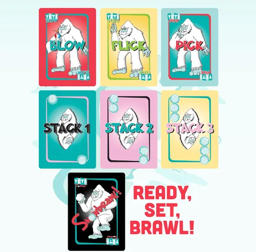 Vista 5 de Big Discoveries Yeti Snowbrawl - Un juego de cartas de pelea apilada de bolas de nieve, incluye 40 bolas de nieve, divertido juego de mesa