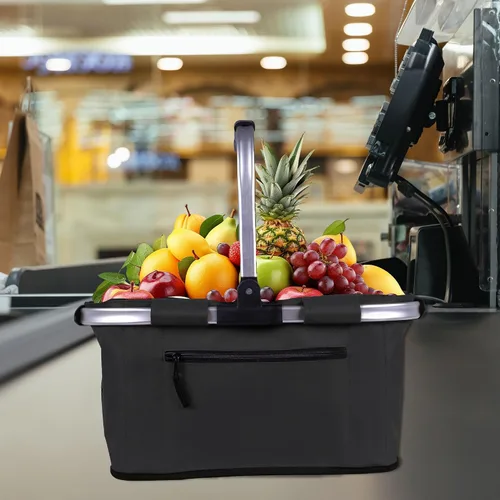 Vista 6 de SIYUAN - Cesta de la compra con asa de 22 litros, plegable, portátil, plegable, para comercialización, color negro