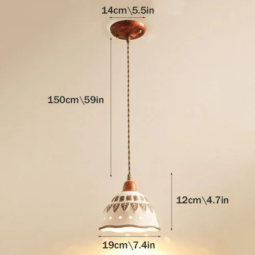 Vista 7 de Lámpara colgante moderna de mediados de siglo, lámpara colgante de cerámica vintage nórdica con base E26/E27 para cocina, isla, fregadero, comedor