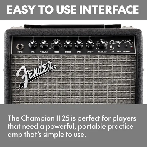 Vista 3 de Fender Champion II - Amplificador combinado de guitarra eléctrica de 25 W Negro