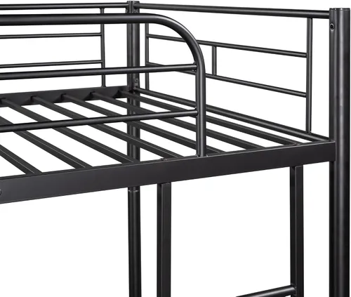 Vista 6 de Harper & Bright Designs Litera de metal individual sobre individual con escalera extraíble, marco de cama resistente con rieles de protección