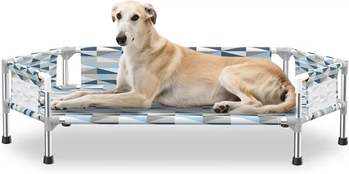 Vista 6 de Cama ortopédica para perros – Camas con refuerzo, camas elevadas refrigerantes para perros con marco de metal, cama elevada para perros, fácil