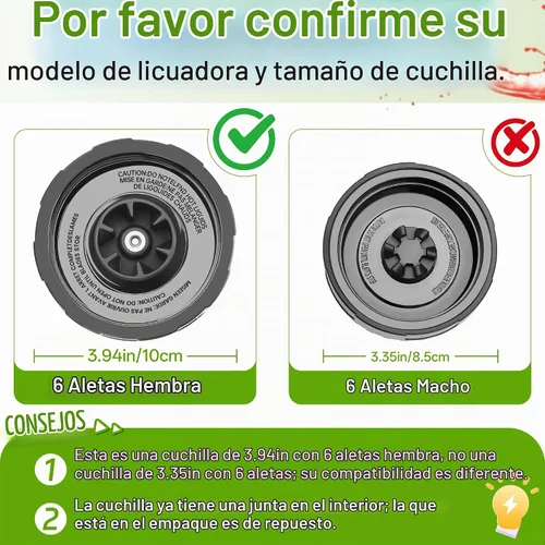 Vista 3 de Reemplazo de hoja hembra de 6 aletas para licuadora Ninja, solo aleta