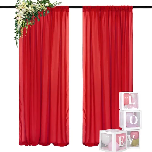 Vista 30 de DUOBAO Cortina de gasa rosa, 2 paneles de 29 x 96 pulgadas, cortinas de telón de fondo de boda, cortinas de playa transparentes para sala de estar