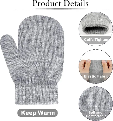 Vista 3 de ONESING 5 pares de guantes negros para bebés, guantes cálidos para recién nacidos, guantes de invierno para bebés y niñas