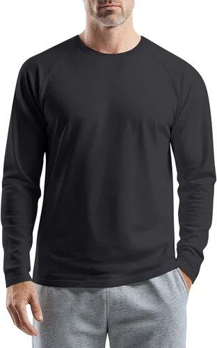 Vista 29 de Camisetas para hombre, manga larga, color sólido, cuello redondo, camisetas básicas informales, M-3XL