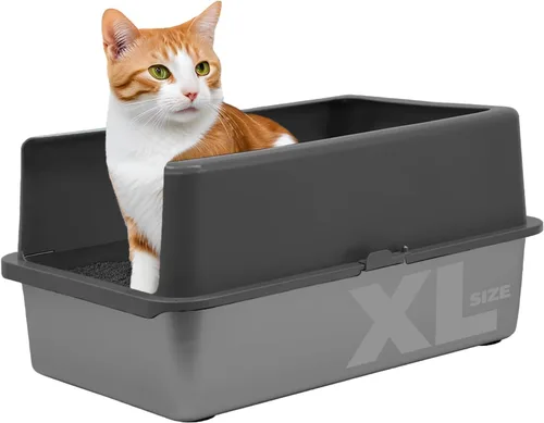 Vista 10 de iPrimio Ultimate - Caja de arena XL de acero inoxidable para gatos, caja de arena XL para gatos grandes, grande, nunca absorbe olores, manchas u