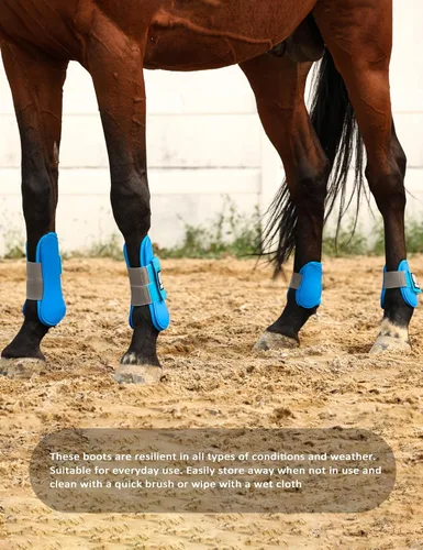 Vista 6 de Harrison Howard Botas de Tendón para Caballo Frente Abierto/Bota de Menudillo para Caballo Botas Protectoras para Salto, Equitación en Senderos
