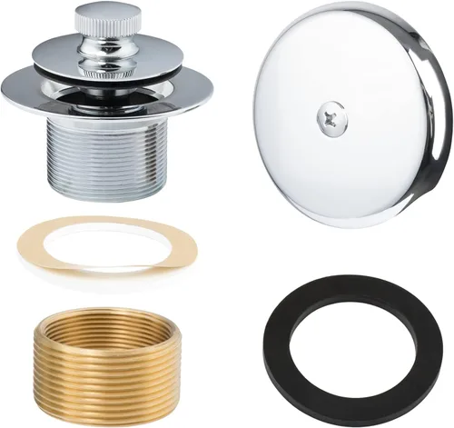 Vista 9 de Artiwell Push & Lock - Juego de molduras para bañera con placa frontal de desbordamiento de un solo orificio, kit de conversión de bañera con barra