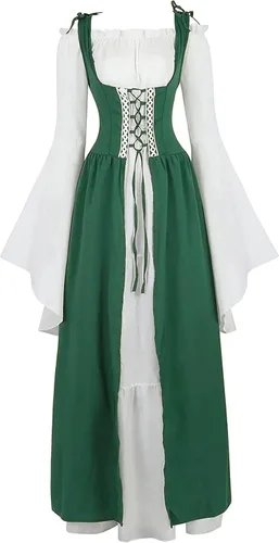 Vista 2 de Aiysiyu Renaissance Dress Women Medieval Dress Renaissance Costumes for Women Chemise Irish Over Dress Renaissance Fair Dress