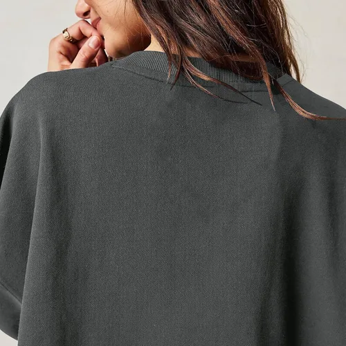 Vista 6 de Sudadera de gran tamaño para mujer, cuello redondo, minivestido de manga larga, sin botones, ajuste relajado, sudaderas de moda