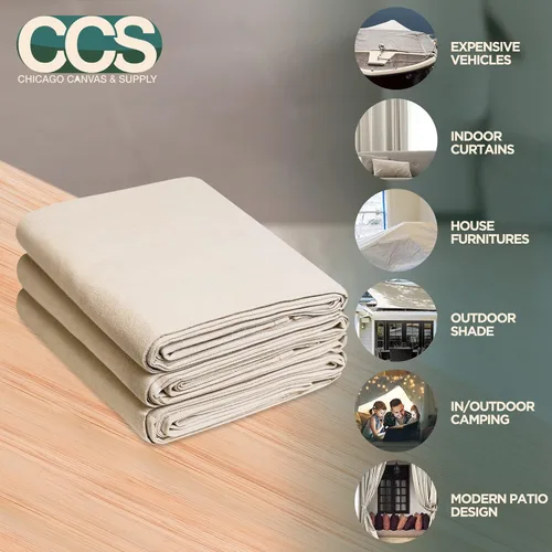 Vista 2 de CCS - Tela de lona para pintar, lona de algodón resistente para cortinas, manteles, telones de fondo, cubierta de suelo lavable y reutilizable