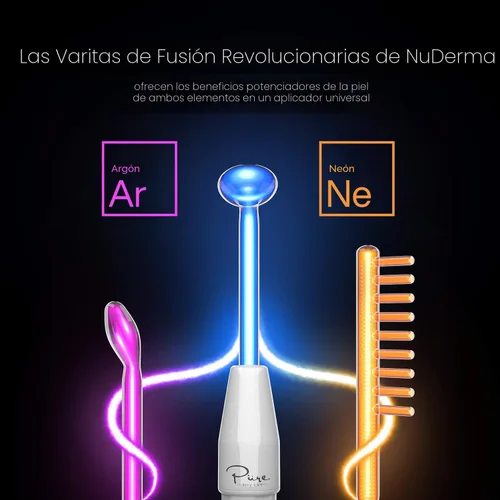 Vista 2 de Pure Daily Care NuDerma - Varita clínica portátil para terapia de la piel, máquina con 6 varitas de neón de fusión + argón, antienvejecimiento