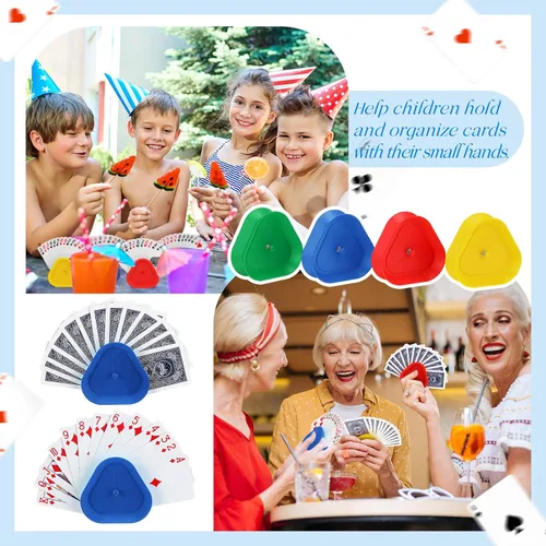 Vista 5 de Syhood 4 soportes para cartas de juego para niños, bandeja de póquer de plástico para adultos, bandeja de póquer gratis para feliz año nuevo, juego