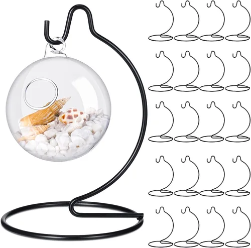 Vista 11 de Tatuo 10 piezas soportes de exhibición de adornos para Navidad, soportes para colgar adornos de bola de cristal, soportes de exhibición de terrario