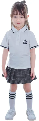 Vista 6 de SANGTREE Falda plisada para niñas y mujeres falda de uniforme de cintura elástica 2 años - 4XL de EE UU
