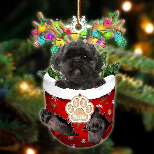 Vista 52 de NAZENTI Adorno Navideño de Bolsillo Personalizado de Affenpinscher en la Nieve, Adorno de Forma Acrílica de Perro, Adorno de Navidad 2023, Adorno