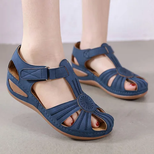 Vista 2 de SHIBEVER Sandalias de cuña para mujer Verano: zapatos elegantes con 16 Azul