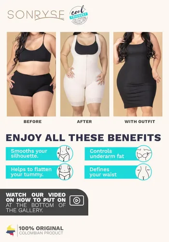 Vista 5 de Sonryse Fajas Colombianas Reductoras y Moldeadoras Postparto Cesarea Shapewear Bodysuit