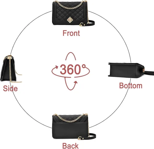Vista 6 de Travistar Bolsos cruzados para mujer, bolsos pequeños de piel sintética, bolso de hombro, bolso de noche, bolsos acolchados con correa de cadena
