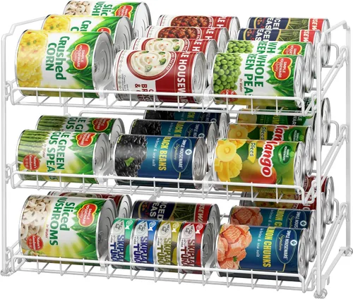 Vista 12 de Simple Houseware Estante Organizador de Latas Apilable para Despensa/Gabinete – 11.5 pulgadas de profundidad x 17 pulgadas de ancho x 13.75 pulgadas